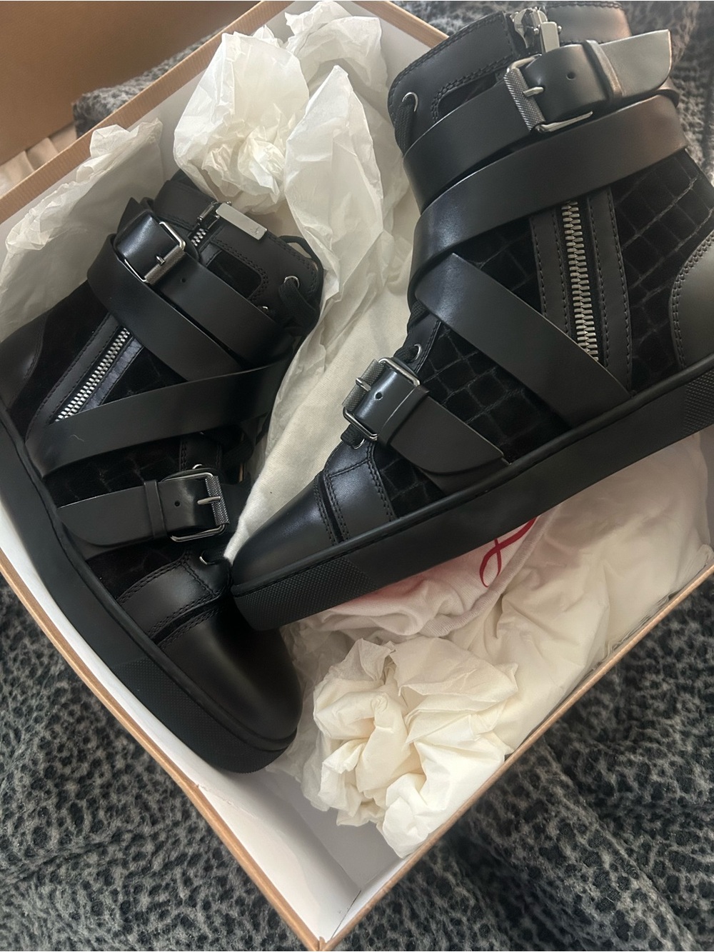 Men’s Black Strappy High-Top Sneakers